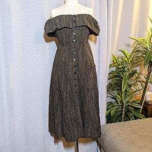 Reformation Black Off-Shoulder Midi Dress